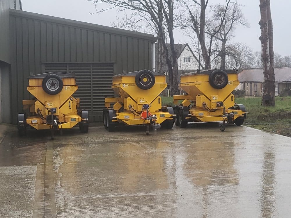 3 Vale TS1700 salt spreaders at Gloucestershire Gritting depot